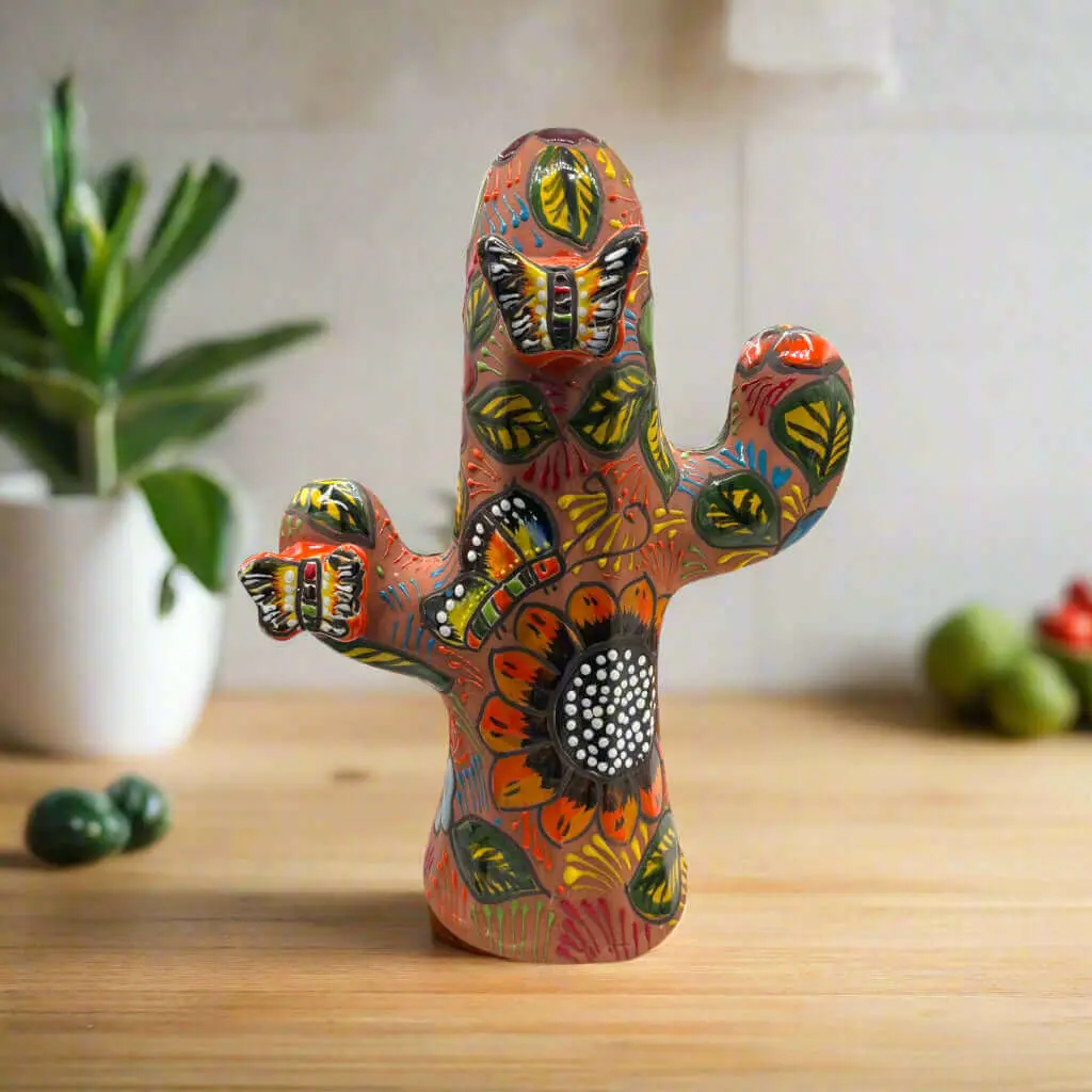 Cactus Statue | Colorful Handmade Mexican Art