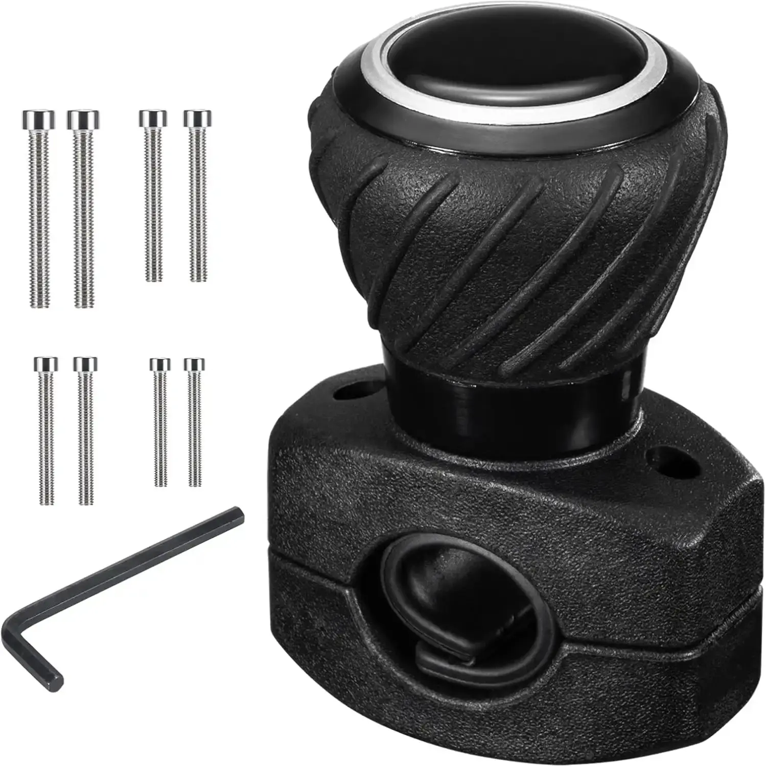 Black Universal Steering Wheel Knob - Diameter 2.3-4.7", Includes Bolts, 100% Legal Power Handle Control Spinner for Cars, Enhanced Grip & Control, Ideal Automotive Hardware Gift for Dads, Friends