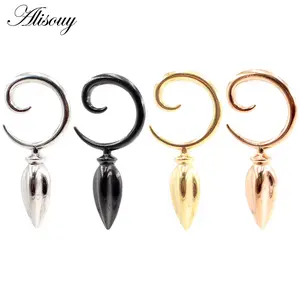 Alisouy 1PC Stainless Steel Spiral Taper Cone Ear Weights Heavy Expander Stretcher Plugs Gauges Earrings Body Piercing Jewelry