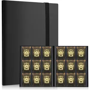 Card Binder, 9 Pockets Premium Trading Card Binders, Cards Collection Binder Album, Side Loading Yugioh Holder Book for Sport, Football, Baseball Collector - Black