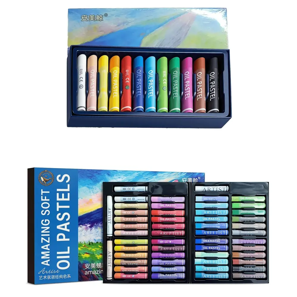 12/48 Color Bright Painting Oil Crayons, Safe Non-Toxic Durable, Ideal for Students Kids Artists Beginners, Art Activities Gift Box, Art Supplies