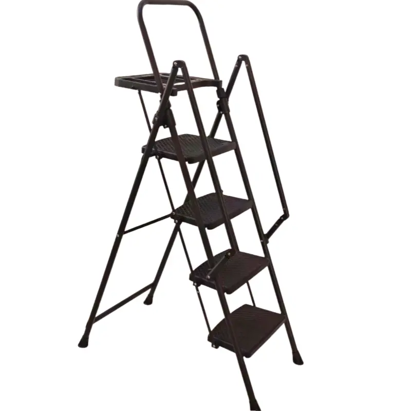 4-Step Steel Ergonomic Ladder, Foldable & Easy to Carry, Non-Slip Pedals & Feet, 440lb Capacity, Floor-Safe for Reading & Cleaning & Climbing, Adult-Use Home & Workshop Step Stool