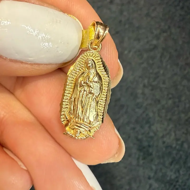 14k Solid Gold Virgen de Guadalupe Pendant