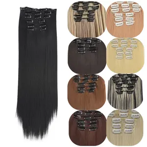 Mystique Hair 24 Inch Clip-in Hair Extensions, 6pcs Long Straight Natural & Soft Synthetic Extensions for Women's Daily Wear & Party, Female 2026 Trendy Matching Wig Piece for Any Occasion, Beginner friendly ,Perfect for Summer Styles