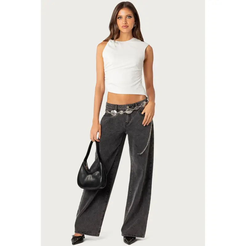 Raelynn Washed Low Rise Baggy Jeans