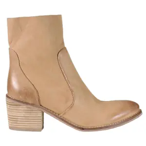 Diba True Womens Majestic Round Toe Zippered Casual Boots Ankle Mid Heel 2-3" - Beige
