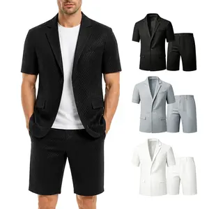 Men’s 2 Piece Summer Suit Set – Short Sleeve Blazer and Tailored Shorts, Slim Fit Casual Outfit for Vacation, Beach Wedding & Resort Wear