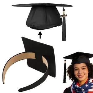 Graduation Cap Headband Insert for Women & Men- Widen And Thicken Black 1 Pack, Durable Anti-fall Hair Band, Grad Hat Headband Holder for Secure Cap, Hat Accessories for Graduation