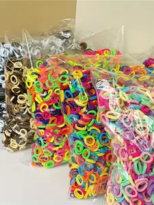 200 Ultra-Stretch Candy Hair Ties, Scrunchie, Plain Pattern, Casual Style, All Seasons Use, Nylon Material, Textile Coating, No Ca Prop 65