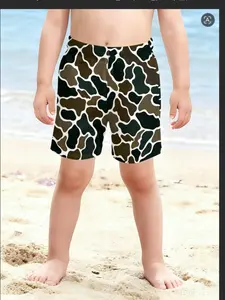 Camouflage Beach Shorts, Boys' Quick-Dry Swim Trunks, Sun Protection Short Pants, Summer Beach Casual Wear