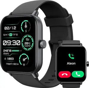 TOOBUR Smartwatch With Answer/Make Calls,Voice Assistant,1.8 inches Touch Screen Fitness Tracker Watch,Pedometer,IP68 Waterproof,Wearable Device Smart Watch Compatible IOS & Android