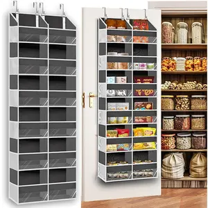 Over the Door Organizer 6 Tiers,  Behind Door Storage of 12 Compartments, 80 lbs Weight Capacity Hanging Storage Organizer with Clear Window  Toys, Shoes, Diapers, Room storage