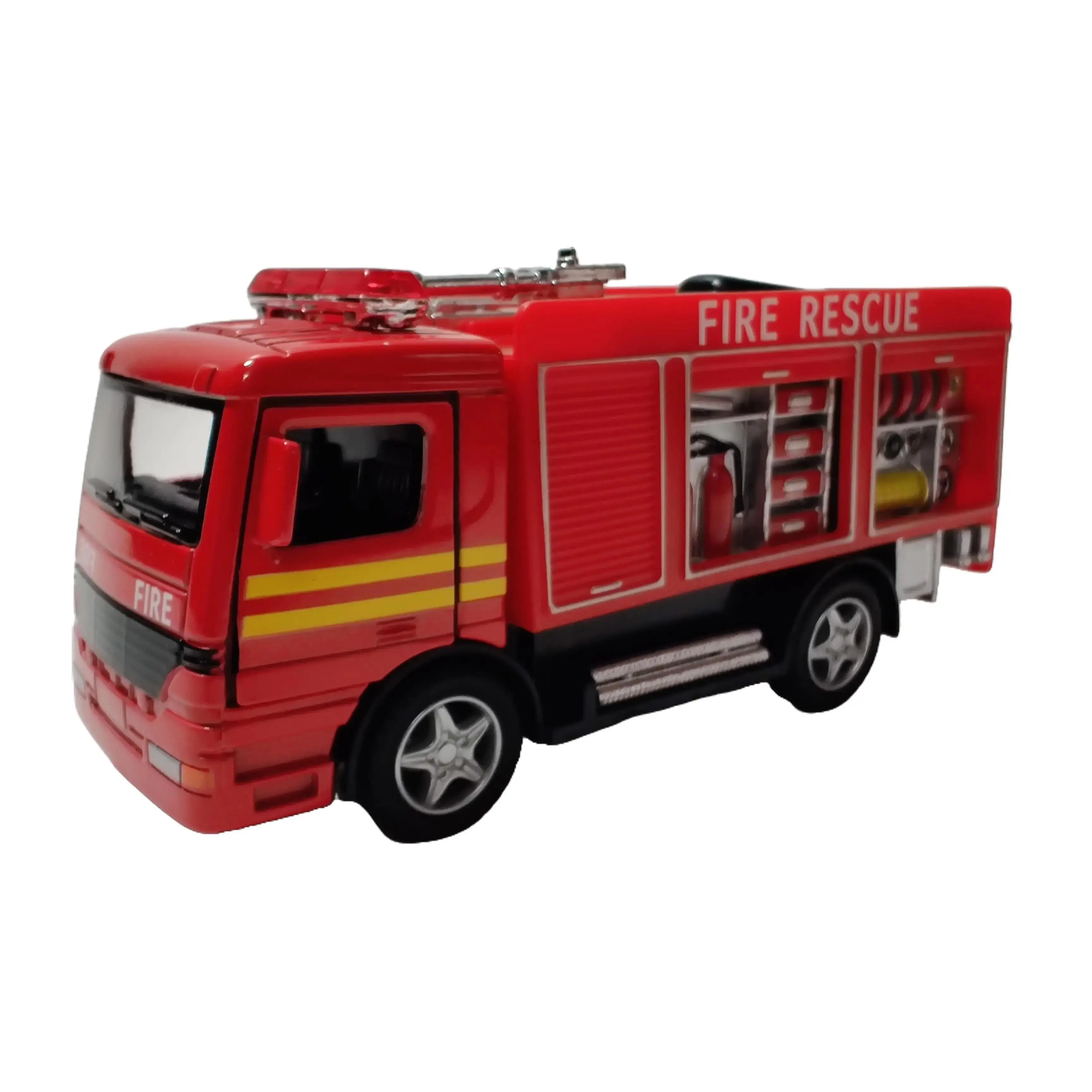 KINSFUN 5 Inches Rescue Fire Engine Unisex Toy with Pull Back Action,