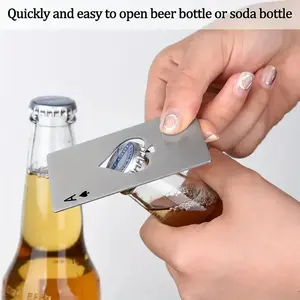 Stainless Steel Poker Card Design Bottle Opener, 1 Count Portable Compact Lightweight Multipurpose Beer Soda Cap Opener, Durable Bottle Opener for Event Party Gatherings Utensils