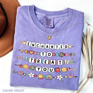 Nurse Shirt Comfort Colors Shirt, Nurse Friendship Bracelet Tee, Enchanted to Treat you Shirt, Cute Nurse Gift, Aesthetic Healthcare Worker Shirt back to schools shirt