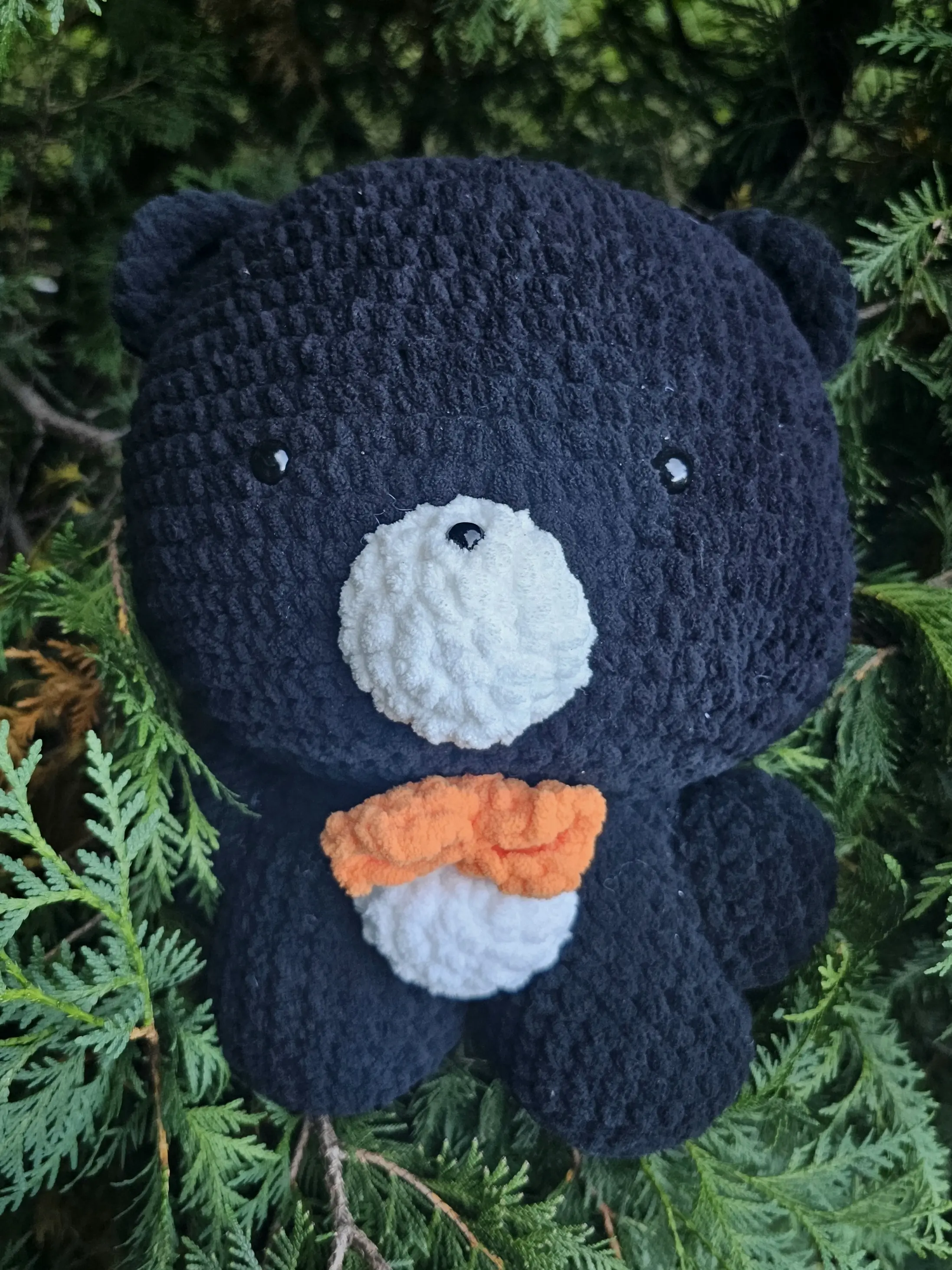 Large Crochet Black Bear Plush for Toys & Hobbies