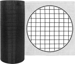 Fencer Wire 19 Gauge Black Vinyl Coated Welded Fence Wire Rolls, Mesh 1/2" X 1/2", Versatile Garden Wire Fencing, Hardware Cloth for Poultry, Chicken Coop, Home Improvement 4ft