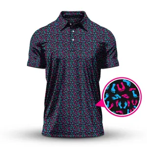 Unique Foot Pattern Golf Shirt - Bold & Fun Style for Men