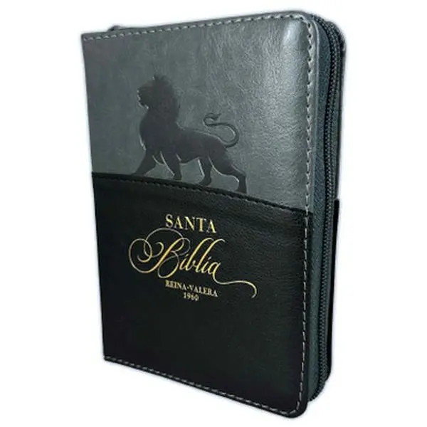Biblia León de Bolsillo con Cierre RV1960 imit gris y negro con índice - El león de la tribu de Juda