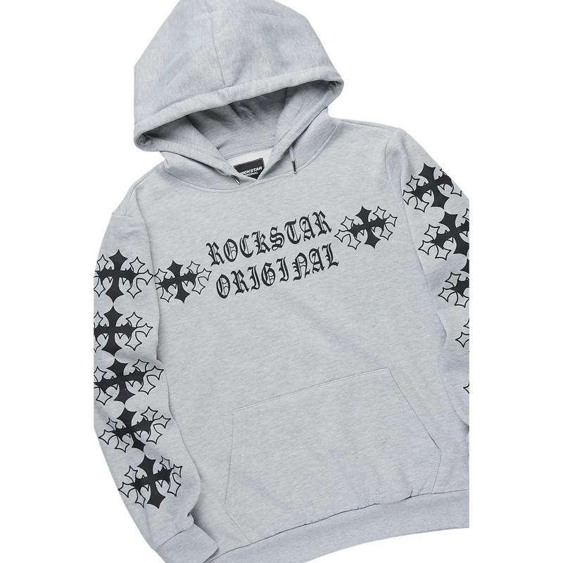 Zeiric Heather Grey/Black Hoodie/Stacked Flare Track Set