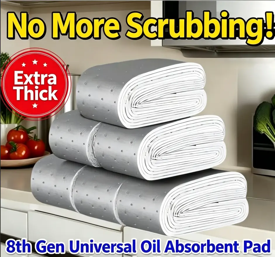 Upgraded Laminated Thick Range Hood Oil Absorbent Pad, Leak‑Proof Non‑Penetration Cuttable Universal Kitchen Oil Absorbing Filter Sheets for Hood Oil Tray