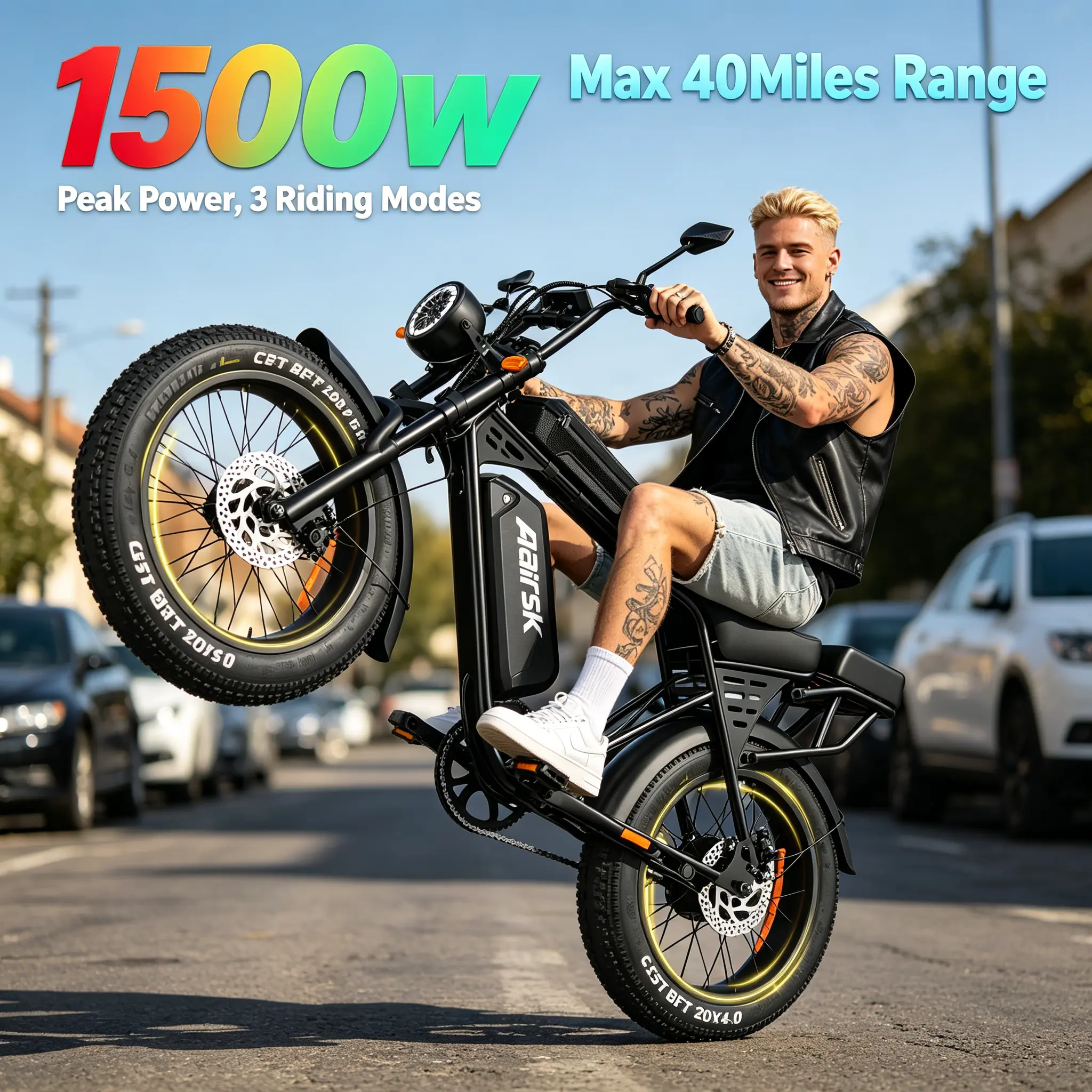 8V 15Ah Removable Lithium Battery High Speed E-Bike, NFC Intelligent Unlock Adult All-Terrain Ebike, 4Robust 1500W Peak Motor, 20" Wide CST Fat Tire Off Road Electric Bicycle for Outdoor Adventure Trips