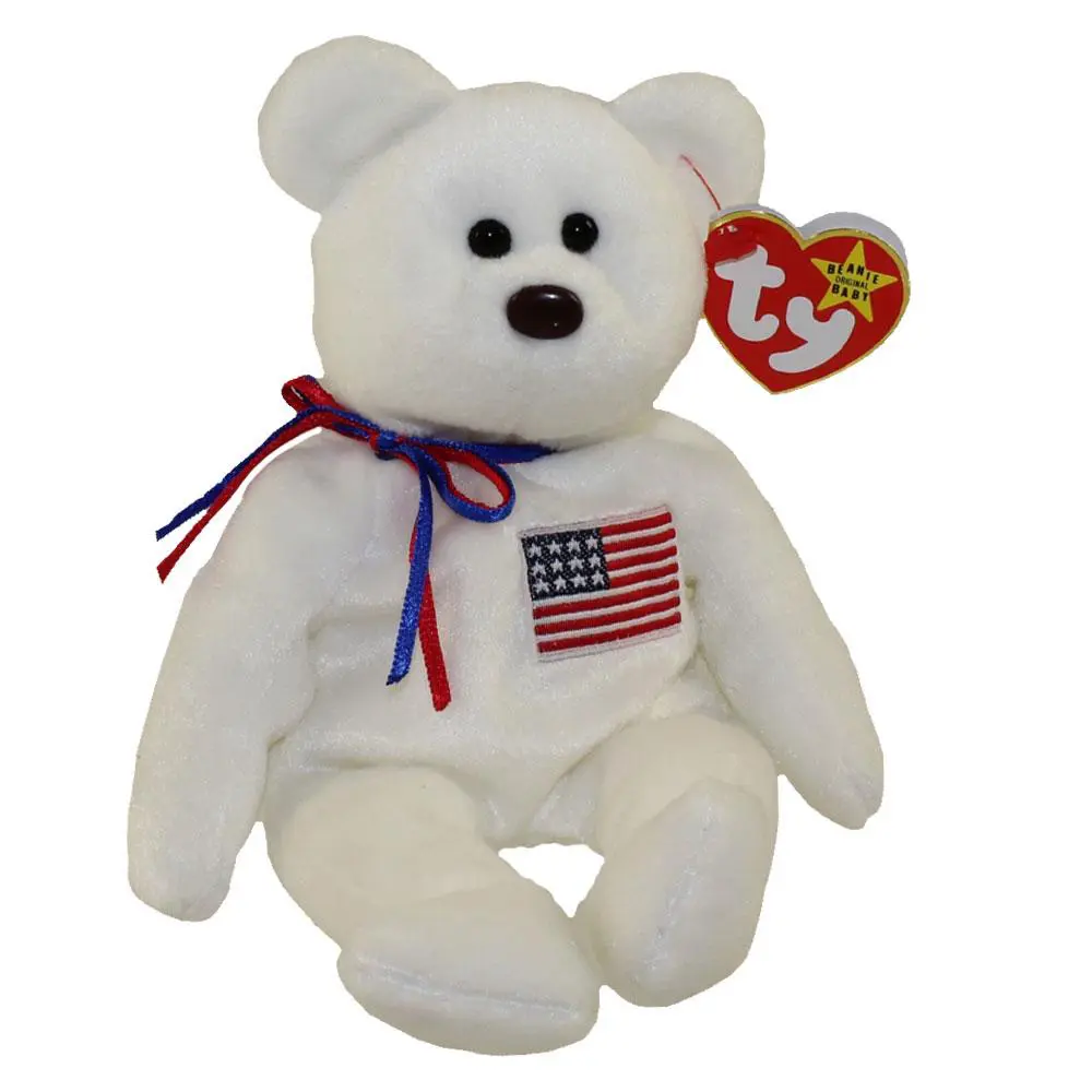 TY Beanie Baby - LIBEARTY the Bear (Original Version - 4th Gen hang tag) (8 inch) (1996) MWMTs