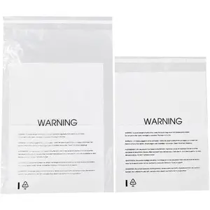 12'' X 15'' 100 Count Clear Poly Bags with Suffocation Warning Permanent Adhesive for Packaging T Shirts & Mailing