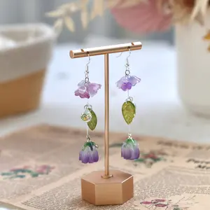 Purple Rose Earrings