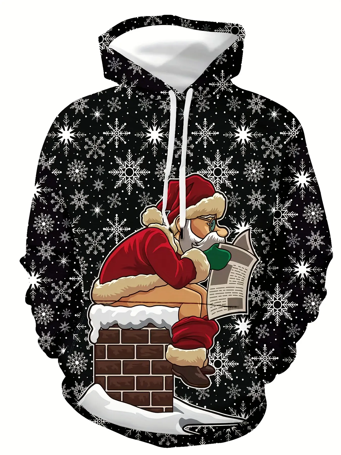 Funny Santa print hoodie, men's casual pattern design pullover hoodie autumn and winter street style, gift giving, pattern print sweater, graphic design hoodie, Casual Graphic Streetwear, Fashion Streetwear Apparel