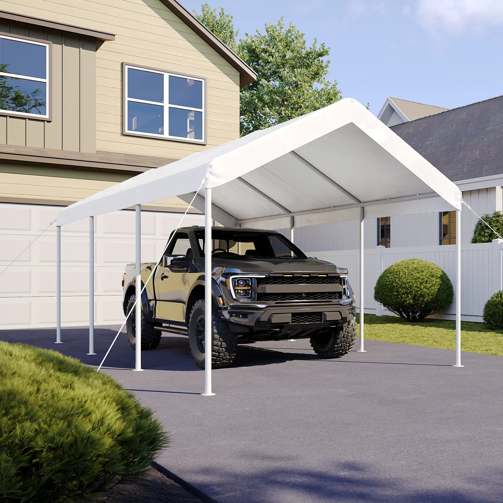 Aoxun 10x20 FT Premium Outdoor Vehicle Shelter - Heavy-Duty Frame, Tear-Resistant Canopy Tarp, Wind-Resistant Design, 9.25ft Headroom, 90 lbs, Sun Protection, Portable Beach Cabana for Watch Party, No Sidewall, Detailed Instructions Included