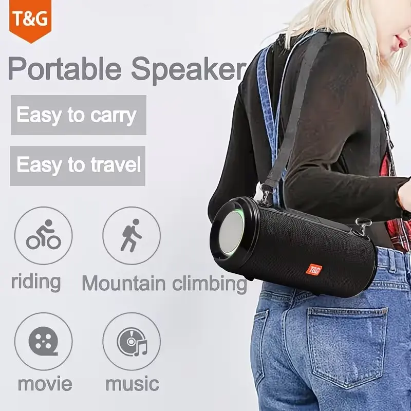 TG537 Portable Wireless Loudspeaker - TWS System, Hands-Free Calling, TF Card & USB Playback - Compatible with Smartphones, Tablets, TV, Perfect for Camping, Travel, Mobile Phone Additions