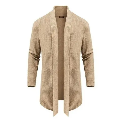 COOFANDY Men's Fashion Shawl Collar Long-Sleeve Fitted Plain Knit Cardigan - Ruffle Detail Slim Drape Cape Sweater, Soft 100% Polyester, Hanging Pockets, Casual Classic Knitwear Tops, Imported, Dry Clean/Hand Wash, Ideal for Party, Jeans-Matching Clothes