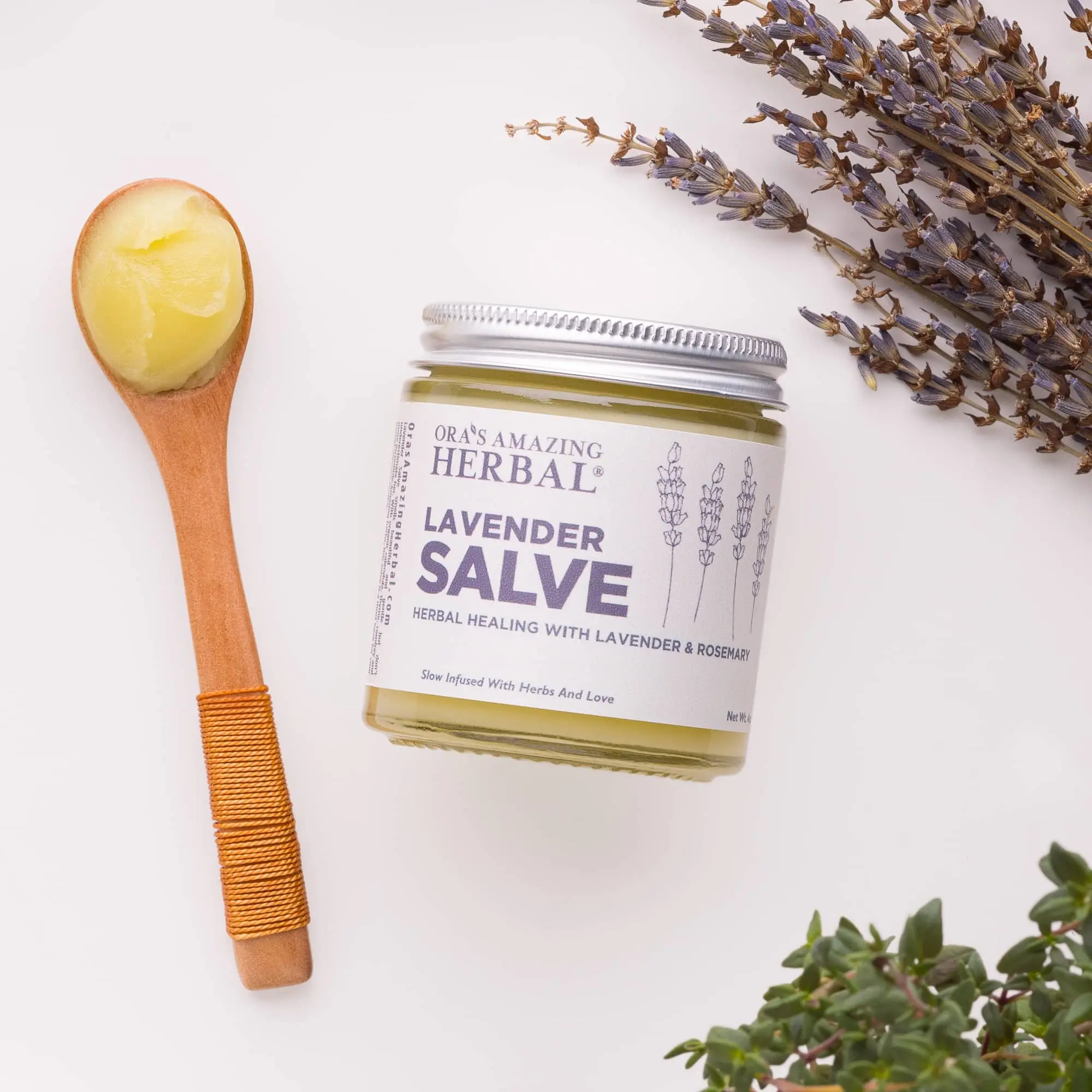 Lavender Herbal Body Salve, 4oz - Herbal Infused Healing Salve for Dry Skin Intensive Soothing Care Moisture Gentle Relaxing
