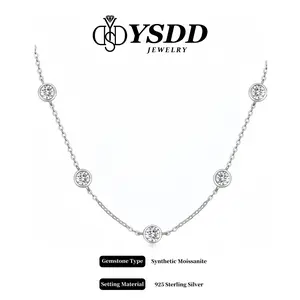 【7.18 Bezel Bubble Necklace】2.5CT classic and delicate necklace vvs Synthetic Moissanite Necklace in 925 Sterling Silver