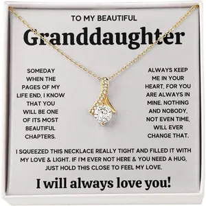 To My Beautiful Granddaughter Alluring Necklace, Birthday Anniversary Gift, Message Card Jewelry From Grandmother or Grandpa