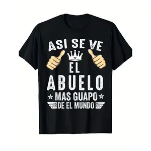 Men'S & Women'S Vintage Spanish Grandpa T-Shirt - Funny Grandfather Birthday Father'S Day Gift - Soft Breathable Crew Neck Tee - Funny Grandfather Saying "Asi se ve el Abuelo" - Shirt with Thumbs Up Graphic - Regular Fit Casual Casual Attire - Ideal
