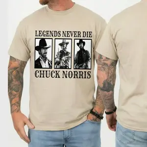 RIP Chuck Norris T-Shirt, Heaven Needed Security Graphic Tee, Funny Tribute Shirt, Vintage Style Menswear Unisex Cotton Casual Gift for Fans