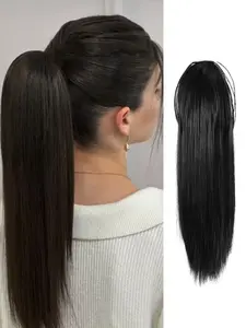 18 Inch Synthetic Hair Clip-In Ponytail Extension, Medium Length Wavy Hairpiece for Women Used Daily Daily, Natural Look