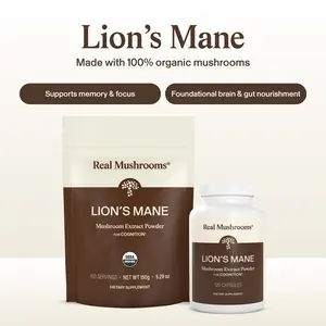 Real Mushrooms Organic Lion's Mane Capsules | Brain and Focus Support | 100% Mushroom No Fillers | Third Party Tested | 120 or 300 Capsules | 60-150 Day Supply