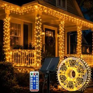 800 LED Solar Warm White String Lights, 334.6FT Outdoor Fairy Lights with Remote, Waterproof Soft White Lights for Patio, Backyard, Garden, Porch & Christmas Decor