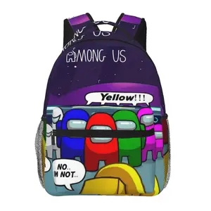 Among Us all-over print multi-pocket large-capacity backpack for business trips, camping, and college—cartoon casual merch laptop backpack; gift for women, men, and kids