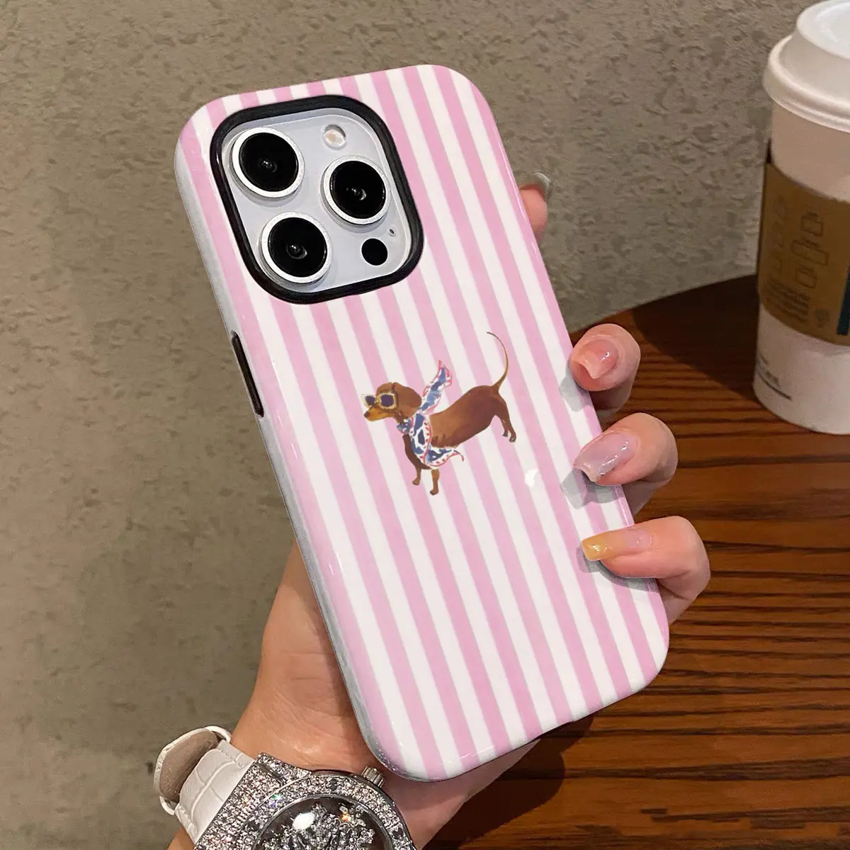 Cute Puppy Sunglasses Design 2-in-1 Smartphone Cellphone Casing - Durable, Shock-Absorbing, Glossy Phone Case for Protection of iPhone 17,16,15,14,13,12,11,X,Samsung & Other Devices, Ideal Holiday Gift for Friends, Cover