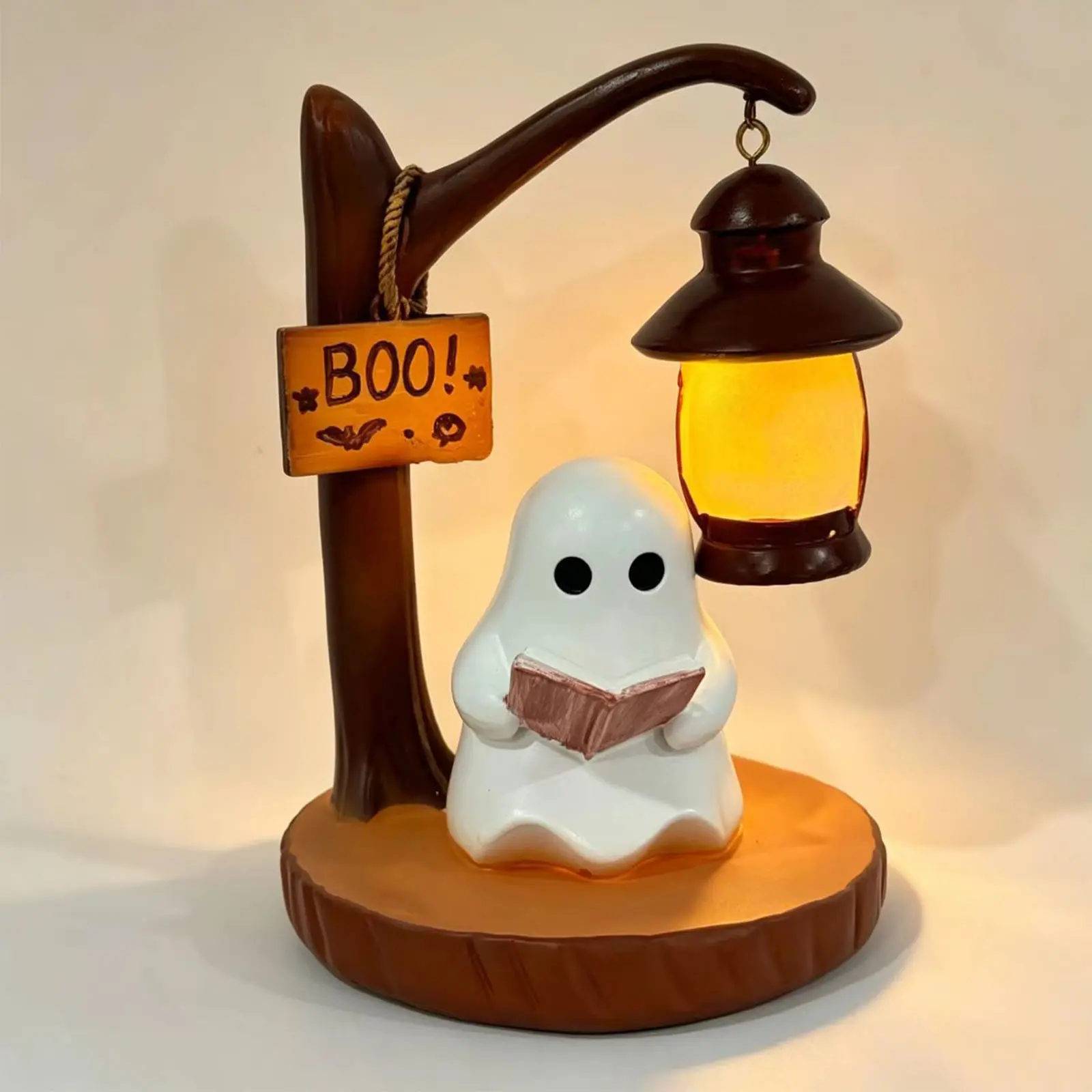 Halloween Room Decor  3D Tree Night Light - Warm Glow Resin Reading Lamp Statue, Ghost-Themed Gift for Book Lovers, Exquisite Detail Decor for Bedroom/Living Room/Fireplace/Desk and Fall Decor for Home.