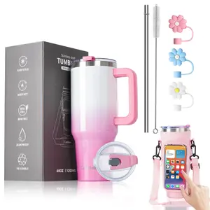 40oz Large Capacity Straw Tumbler Insulated Stainless Steel, Leak-Proof with Straw and Cup Sleeve, Fits Cup Holder