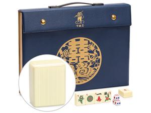 Yellow Mountain Imports "Royal Azure Chinese Mahjong Set with 146 Medium Tiles and Blue Vinyl Case - for Chinese Style Gameplay Only