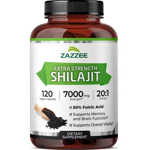 Pure Himalayan Shilajit 20 to 1 Extract 50 Percent Fulvic Acid 120 Vegan Capsules 4 Month Supply Rich in Trace Minerals 20X Potency Energy Booster and Vitality Support Daily Wellness Formula Non-GMO Made in USA