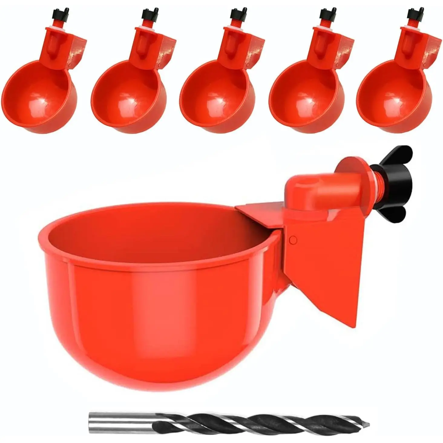 Chicken Water Feeder, 6 Pack Large Turkey Waterer Cups for Poultry Automatic Chicken Watering System, Water Feeder Kit Suitable for Duck, Chicks, Goos