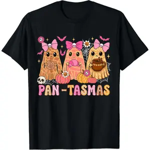 Cotton Graphic Tees Streetwear Gifts  Funny Pantasmas Ghost Pan Dulce Halloween Mexican Conchas T-Shirt