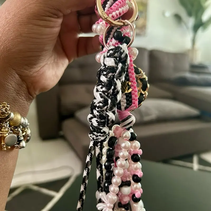 Pearl-Accent Pink Paracord Boondoggle